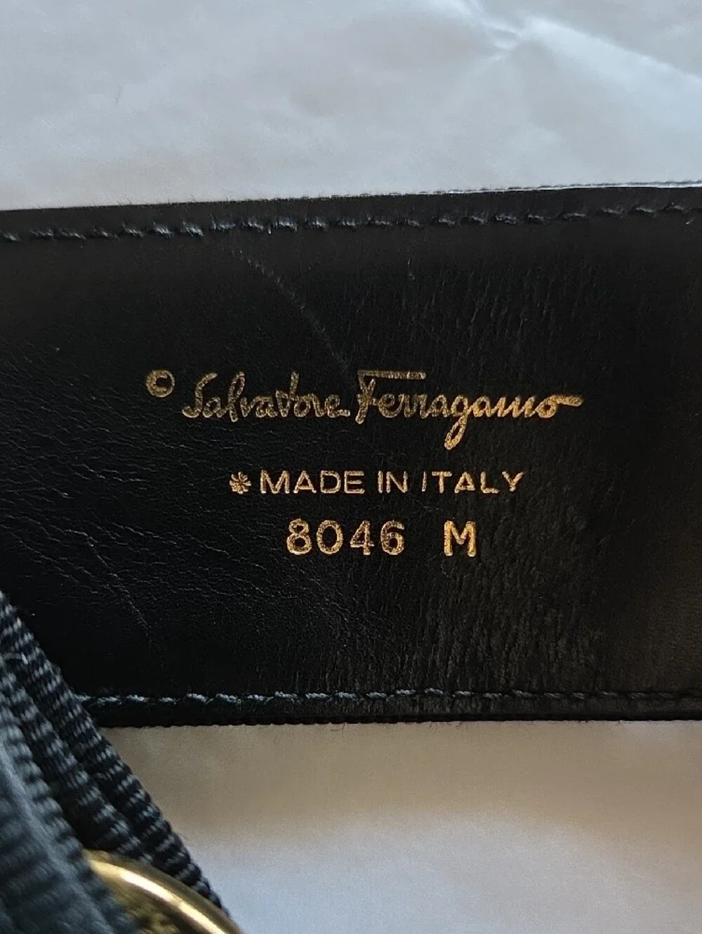 Salvatore Ferragamo Black Grosgrain Belt with Gold Logo Buckle